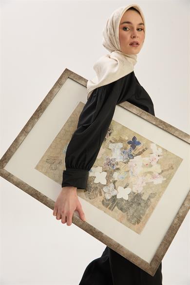 LAVİ TİVİL İPEK EŞARP 90*90 CM - VİZON