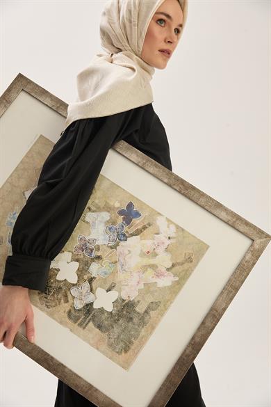 LAVİ TİVİL İPEK EŞARP 90*90 CM - VİZON