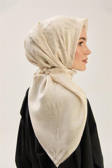 LAVİ TİVİL İPEK EŞARP 90*90 CM - VİZON