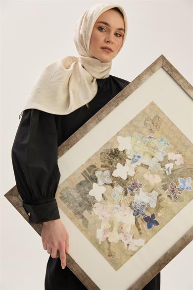 LAVİ TİVİL İPEK EŞARP 90*90 CM - VİZON