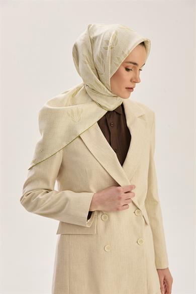 LAVİ TİVİL İPEK EŞARP 90*90 CM - YAĞ YEŞİLİ