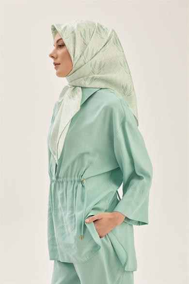 LAVİ TİVİL İPEK EŞARP 90*90 CM - YEŞİL