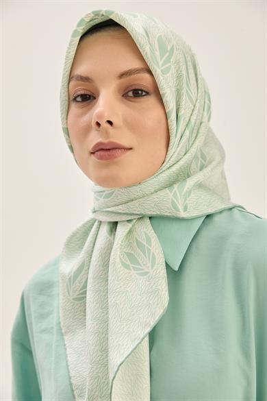 LAVİ TİVİL İPEK EŞARP 90*90 CM - YEŞİL