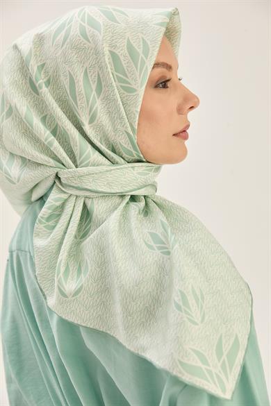 LAVİ TİVİL İPEK EŞARP 90*90 CM - YEŞİL