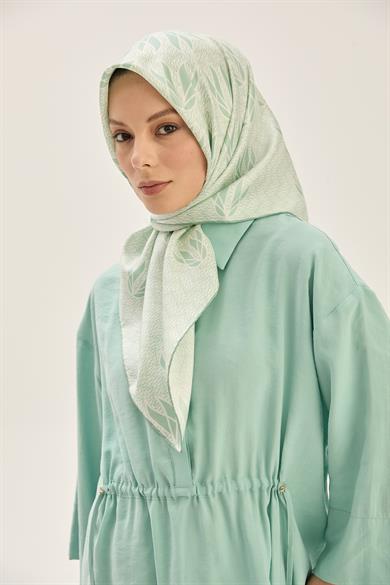 LAVİ TİVİL İPEK EŞARP 90*90 CM - YEŞİL