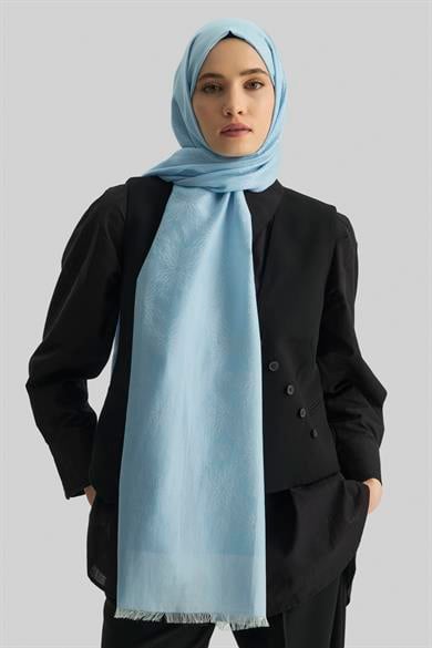 LİZAY PAMUK İPEK ŞAL- AÇIK MAVİ
