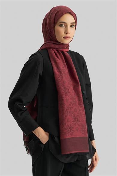 LİZAY PAMUK İPEK ŞAL-KIRMIZI