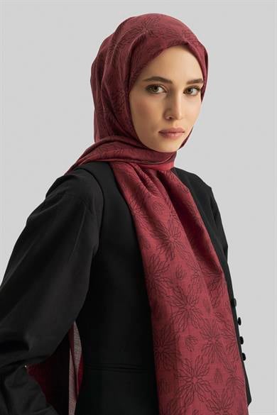 LİZAY PAMUK İPEK ŞAL-KIRMIZI