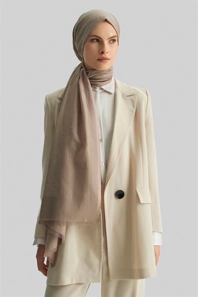 LİZAY PAMUK İPEK ŞAL-KOYU BEJ