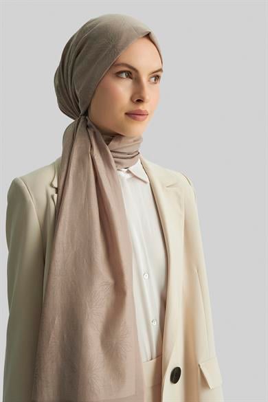 LİZAY PAMUK İPEK ŞAL-KOYU BEJ