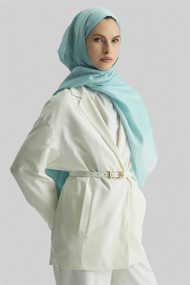 LİZAY PAMUK İPEK ŞAL- TURKUAZ