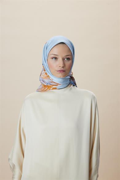 LUNA TİVİL İPEK EŞARP 90*90 CM - MAVİ