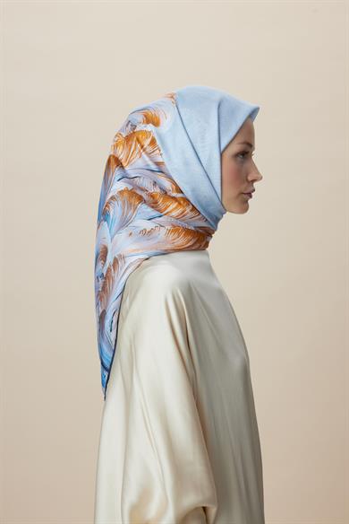 LUNA TİVİL İPEK EŞARP 90*90 CM - MAVİ