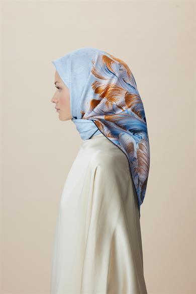 LUNA TİVİL İPEK EŞARP 90*90 CM - MAVİ