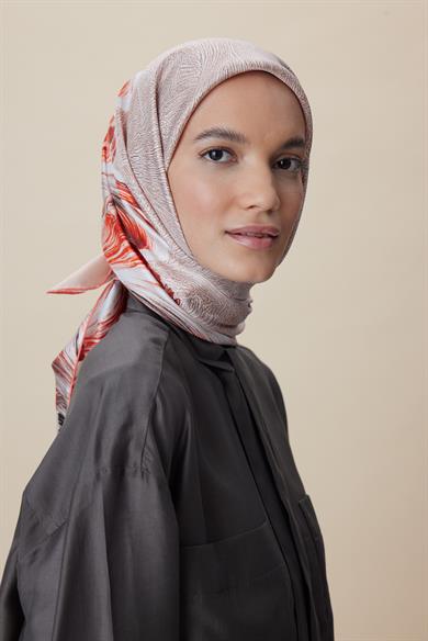 LUNA TİVİL İPEK EŞARP 90*90 CM - MERCAN