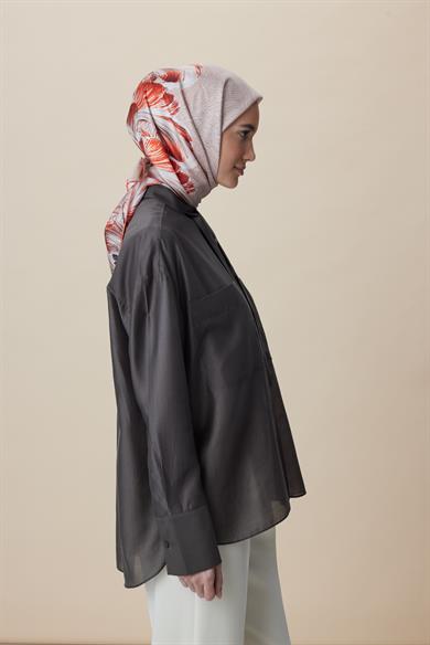 LUNA TİVİL İPEK EŞARP 90*90 CM - MERCAN