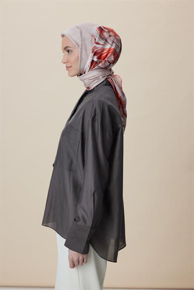 LUNA TİVİL İPEK EŞARP 90*90 CM - MERCAN