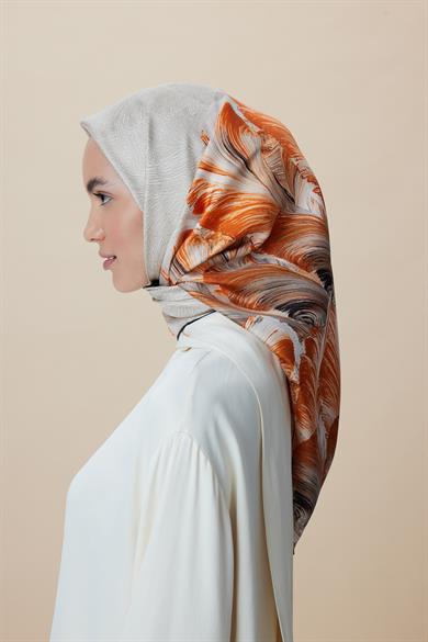 LUNA TİVİL İPEK EŞARP 90*90 CM - VİZON
