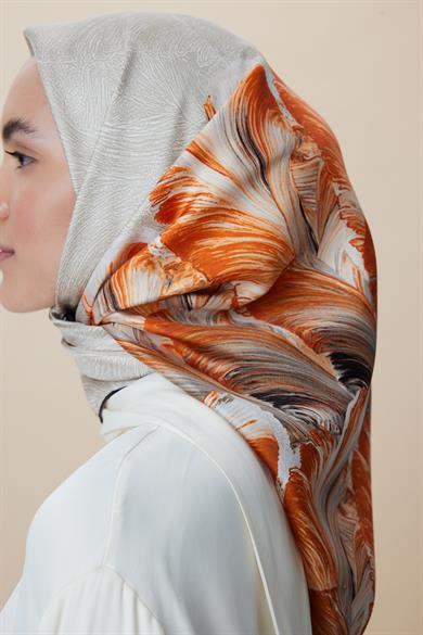 LUNA TİVİL İPEK EŞARP 90*90 CM - VİZON