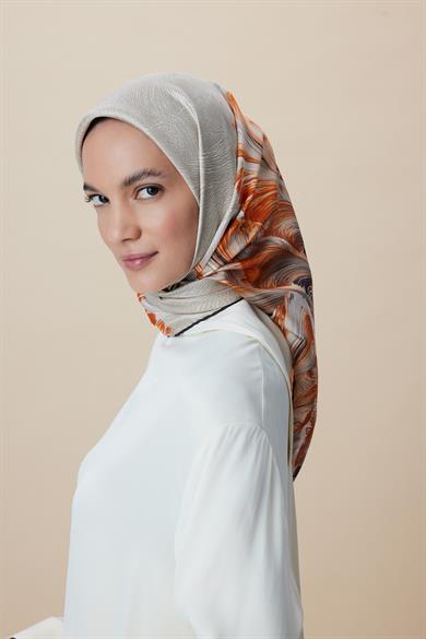 LUNA TİVİL İPEK EŞARP 90*90 CM - VİZON