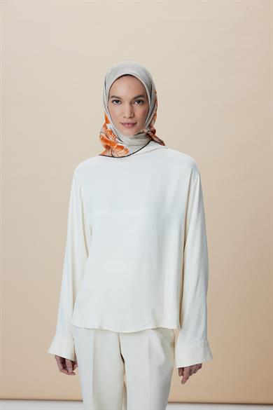 LUNA TİVİL İPEK EŞARP 90*90 CM - VİZON