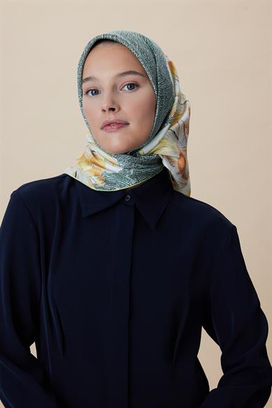 LUNA TİVİL İPEK EŞARP 90*90 CM - YEŞİL