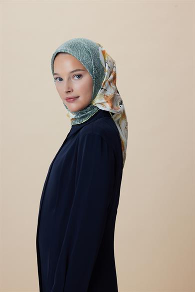 LUNA TİVİL İPEK EŞARP 90*90 CM - YEŞİL