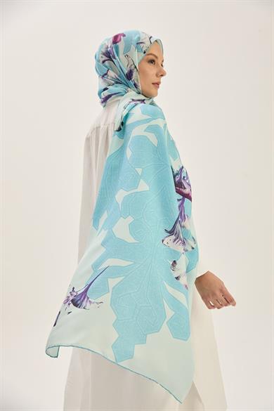 MECZ KREP İPEK ŞAL 70*190 CM - AÇIK MAVİ