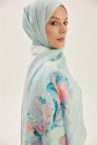 MECZ KREP İPEK ŞAL 70*190 CM - AÇIK MAVİ