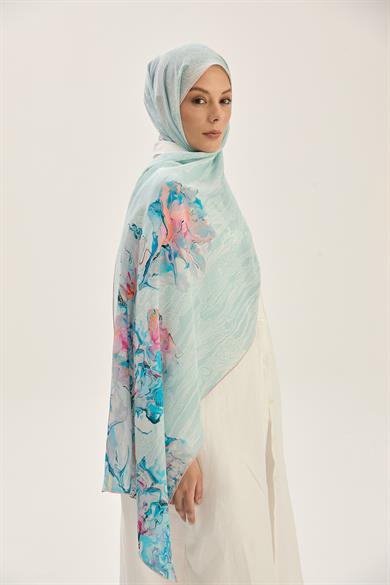 MECZ KREP İPEK ŞAL 70*190 CM - AÇIK MAVİ