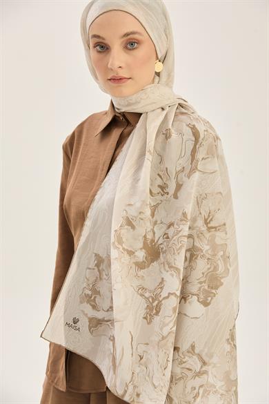 MECZ KREP İPEK ŞAL 70*190 CM - BEJ