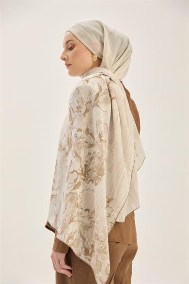 MECZ KREP İPEK ŞAL 70*190 CM - BEJ