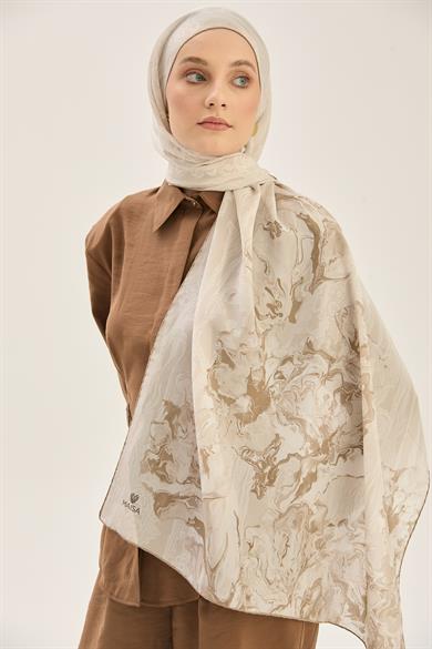 MECZ KREP İPEK ŞAL 70*190 CM - BEJ