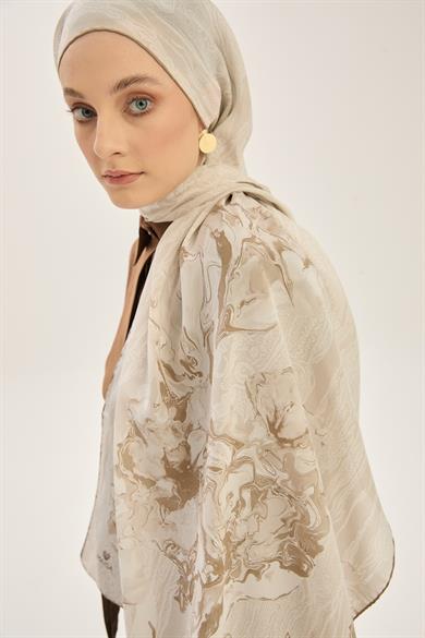 MECZ KREP İPEK ŞAL 70*190 CM - BEJ