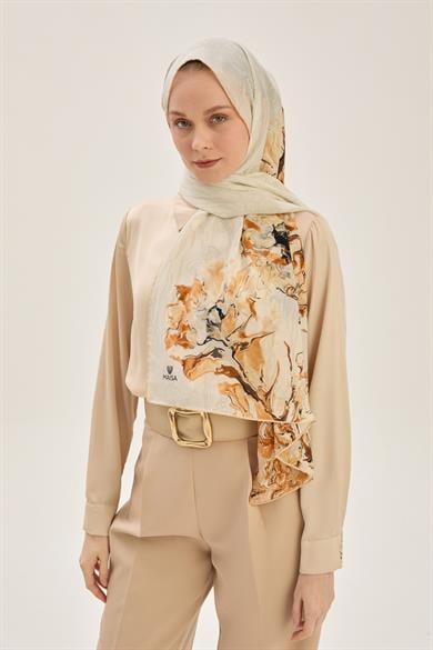 MECZ KREP İPEK ŞAL 70*190 CM - CAMEL