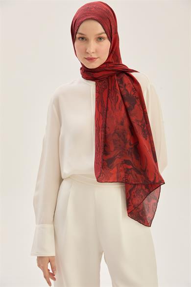 MECZ KREP İPEK ŞAL 70*190 CM - KIRMIZI