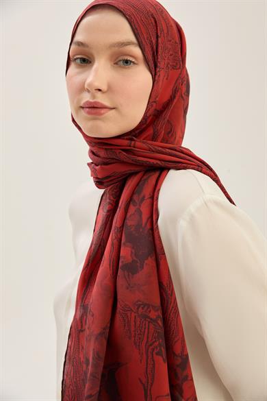 MECZ KREP İPEK ŞAL 70*190 CM - KIRMIZI