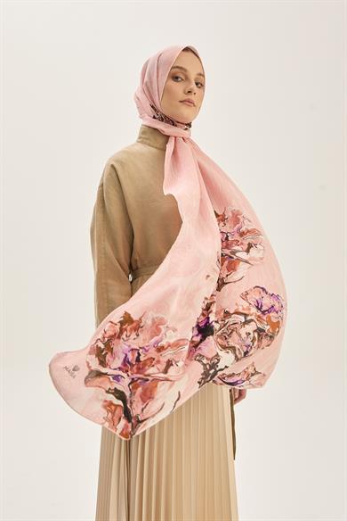 MECZ KREP İPEK ŞAL 70*190 CM - PUDRA PEMBE