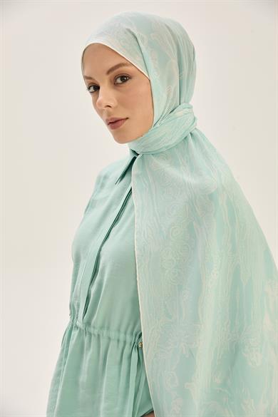 MECZ KREP İPEK ŞAL 70*190 CM - TURKUAZ