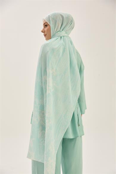 MECZ KREP İPEK ŞAL 70*190 CM - TURKUAZ
