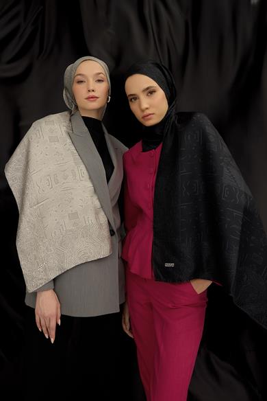 MERZ MULBERRY İPEK ŞAL 70*190 CM - SİYAH