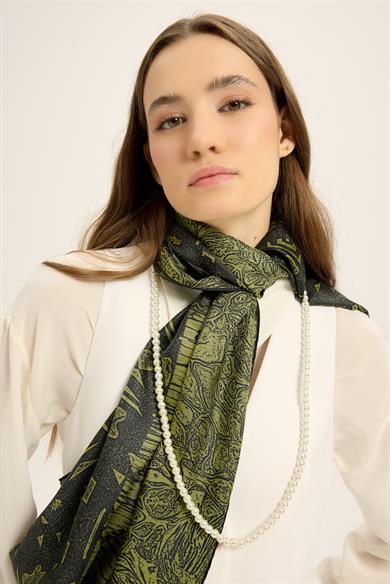 MERZ MULBERRY İPEK ŞAL 70*190 CM - YEŞİL