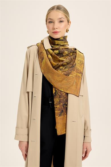 MERZ PAMUK İPEK ŞAL 70*190 CM - SAFRAN