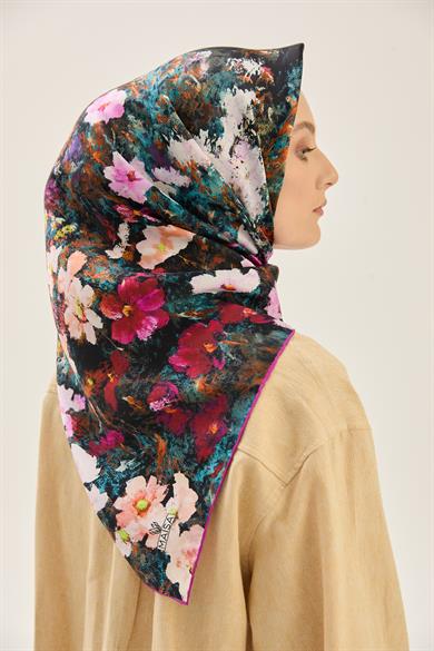 MEVA SURA İPEK EŞARP 90*90 CM - FUŞYA