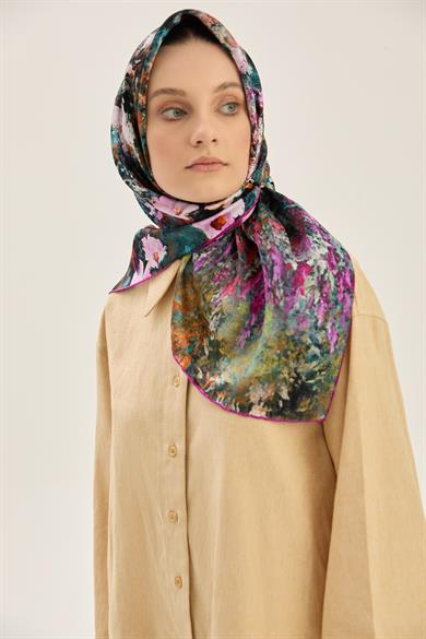 MEVA SURA İPEK EŞARP 90*90 CM - FUŞYA