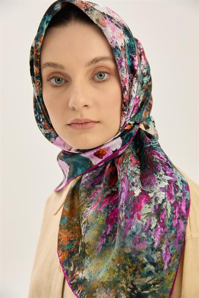 MEVA SURA İPEK EŞARP 90*90 CM - FUŞYA