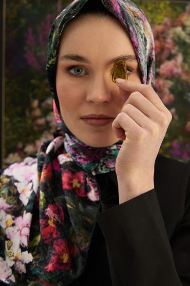 MEVA SURA İPEK EŞARP 90*90 CM - KOYU YEŞİL