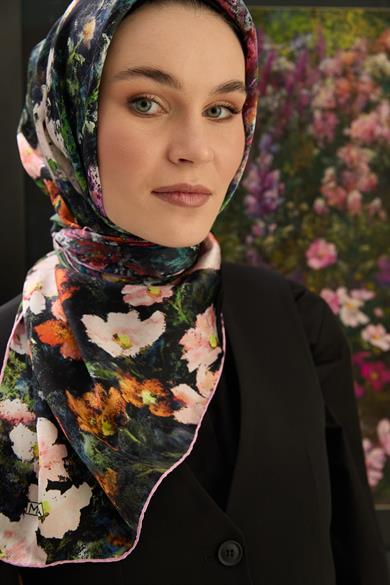 MEVA SURA İPEK EŞARP 90*90 CM - PUDRA PEMBE