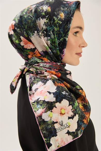MEVA SURA İPEK EŞARP 90*90 CM - PUDRA PEMBE