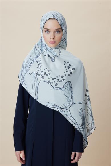 MEVCE PAMUK İPEK ŞAL 70*190 CM - AÇIK MAVİ